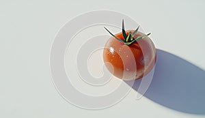 Ripe Red Tomato on White Background