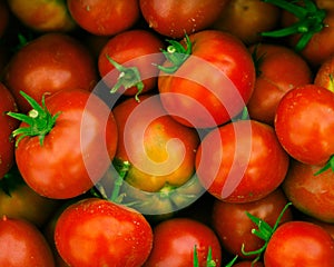 Ripe red tomatoes in market