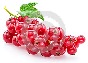 Ripe redcurrant berries on white background. Close-up