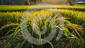 ripe rice plantation environment agricultural cultivation