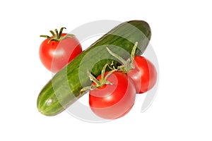 Ripe Shirley tomatoes & a cucumber photo