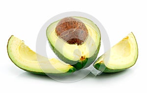 Ripe Sliced Avocado Isolated on White