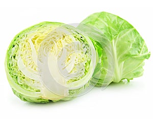 Ripe Sliced Cabbage Isolated on White