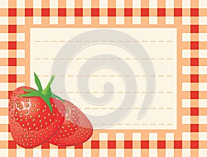 Ripe strawberry on chequered background