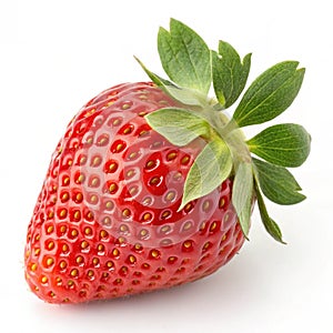 Ripe Strawberry with Green Leafy Top photo