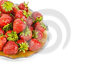 Ripe strawberry isolated on white. There is free space for text