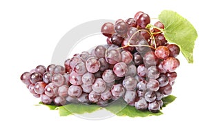 Ripe,tasty grapes on a white.