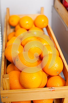 Ripe tasty orange box isolated side view