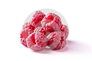 Ripe tasty raspberry on white