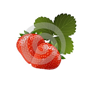 Ripe tasty strawberries with leaf