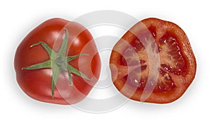 Ripe tomato cut in half