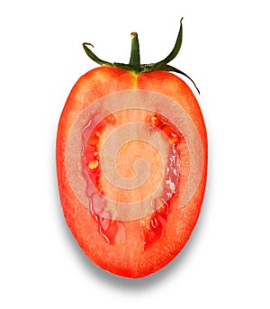 Ripe tomato cut in half