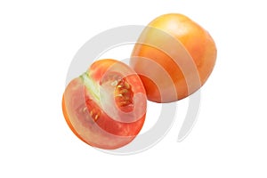 Ripe tomato isolated on white .