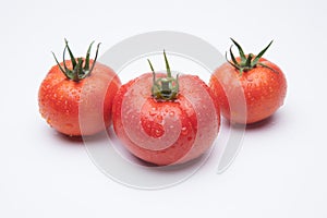 Ripe tomato on white background