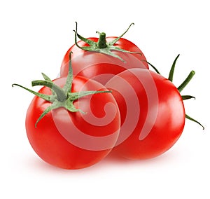 Ripe tomatoes isolated on white background