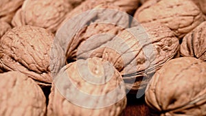 ripe walnuts on table