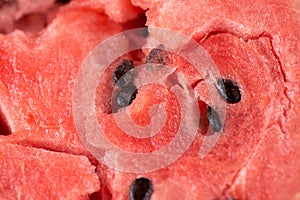 Ripe watermelon flesh closeup macro texture background