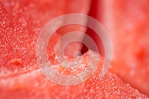 Ripe watermelon flesh closeup macro texture background