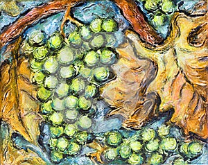 Ripe White Grape Illustration Painting