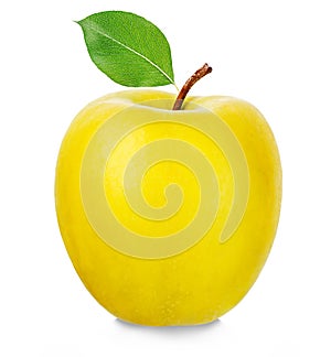 Ripe yellow apple isolated on a white background