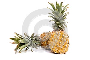 Ripe yellow pineapple isolated on white background