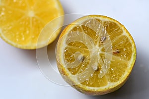 Ripen lemon fruit slice details