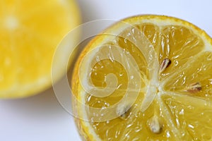 Ripen lemon fruit slice details