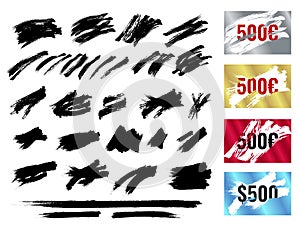 Ripped effect marks. Suitable for scratch card game and win. Brushes.