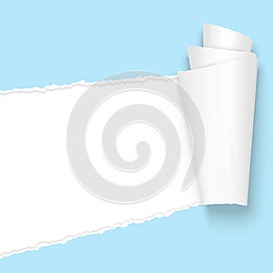 Ripped open paper light blue
