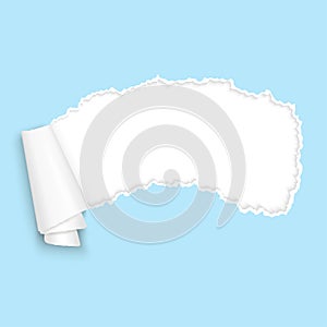 Ripped open paper light blue