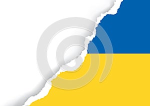 Ripped paper background with Ukrainian flag colors.