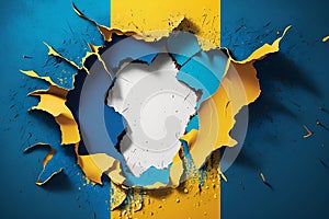 Ripped Paper Effect Poster Design with Blue and Yellow Background