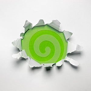 Ripped Paper Hole with green coloured background