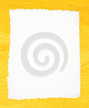 Ripped paper texture on acrylic yellow background