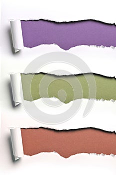 Ripped paper in various colors