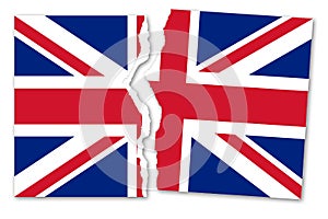 Ripped photo of a british flag - concept image