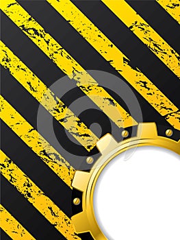 Ripped striped background with cogwheel photo