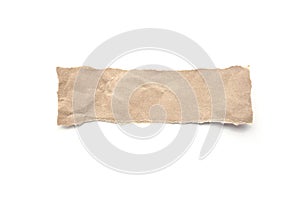 Ripped vintage paper background. Torn brown paper on white.