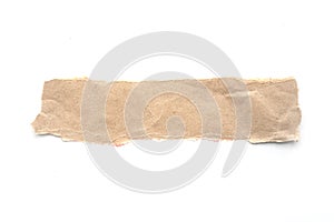 Ripped vintage paper background. Torn brown paper on white.