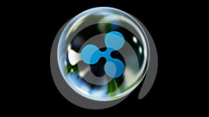 Ripple altcoin bubble rising into view, wobbling and about to burst