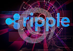 Ripple background with futuristic hud as synonym of global crypt