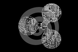 Ripple coin symbolic representation with circuit board