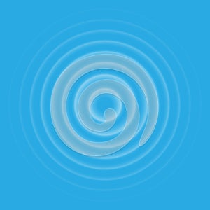 Ripple effect top view. Transparent Water drop rings. Circle sound wave isolated on blue background.