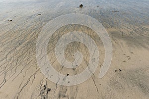 Ripple marks on sand beach