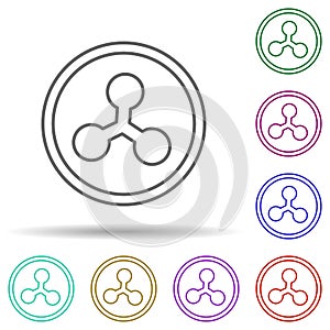 Ripple multi color icon. Simple thin line, outline vector of bitcoin blockchain icons for ui and ux, website or mobile application