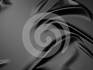 Rippled black silk fabric background