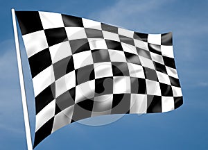 Rippled black and white chequered flag