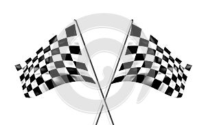 Rippled black and white crossed chequered flags