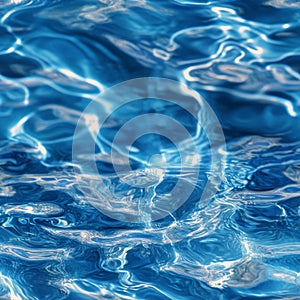 Rippled blue water surface with sunlight reflections