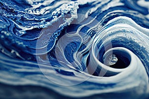 Rippled curvy cyan fond abstract background. Volute splashing dynamic fluid gentle azure color wave with cosmetics cream